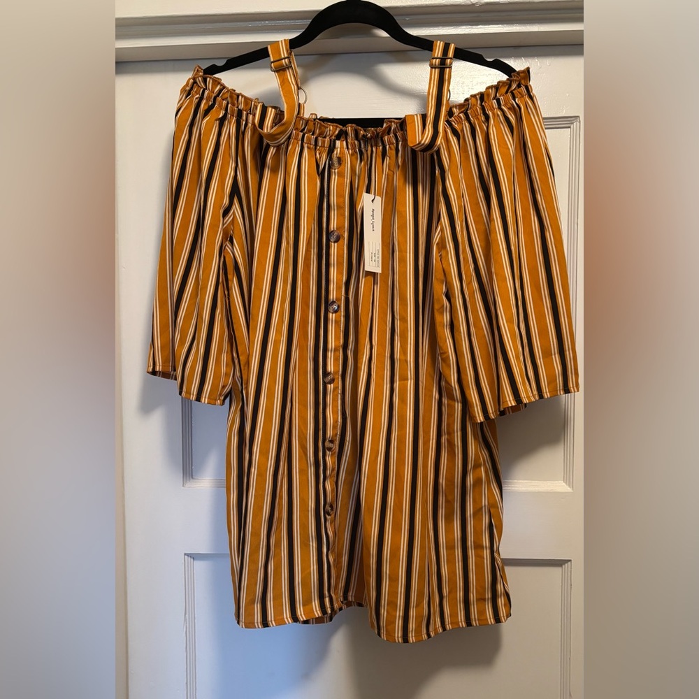 Speed limit Striped Off-Shoulder shirt